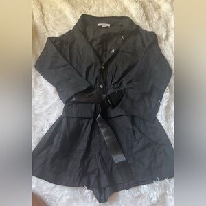 Black Button Up Romper with Belt